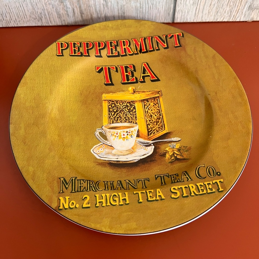 Oneida‎ Greg Gorham Peppermint Tea Merchant Tea Co Stoneware Plate 8.25"